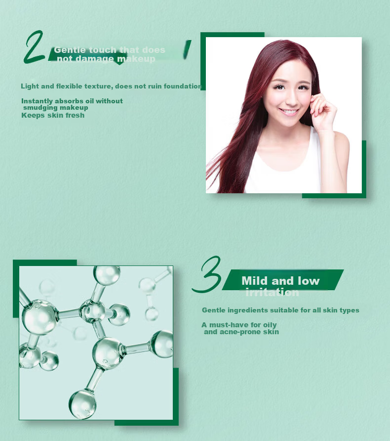 Mentholatum Classic Green Film Oil-Absorbing Sheets for Face, 50 Pieces, Oil Control And Makeup Setting, Skin-Friendly Oil-Absorbing Paper, No Powder Buildup 5