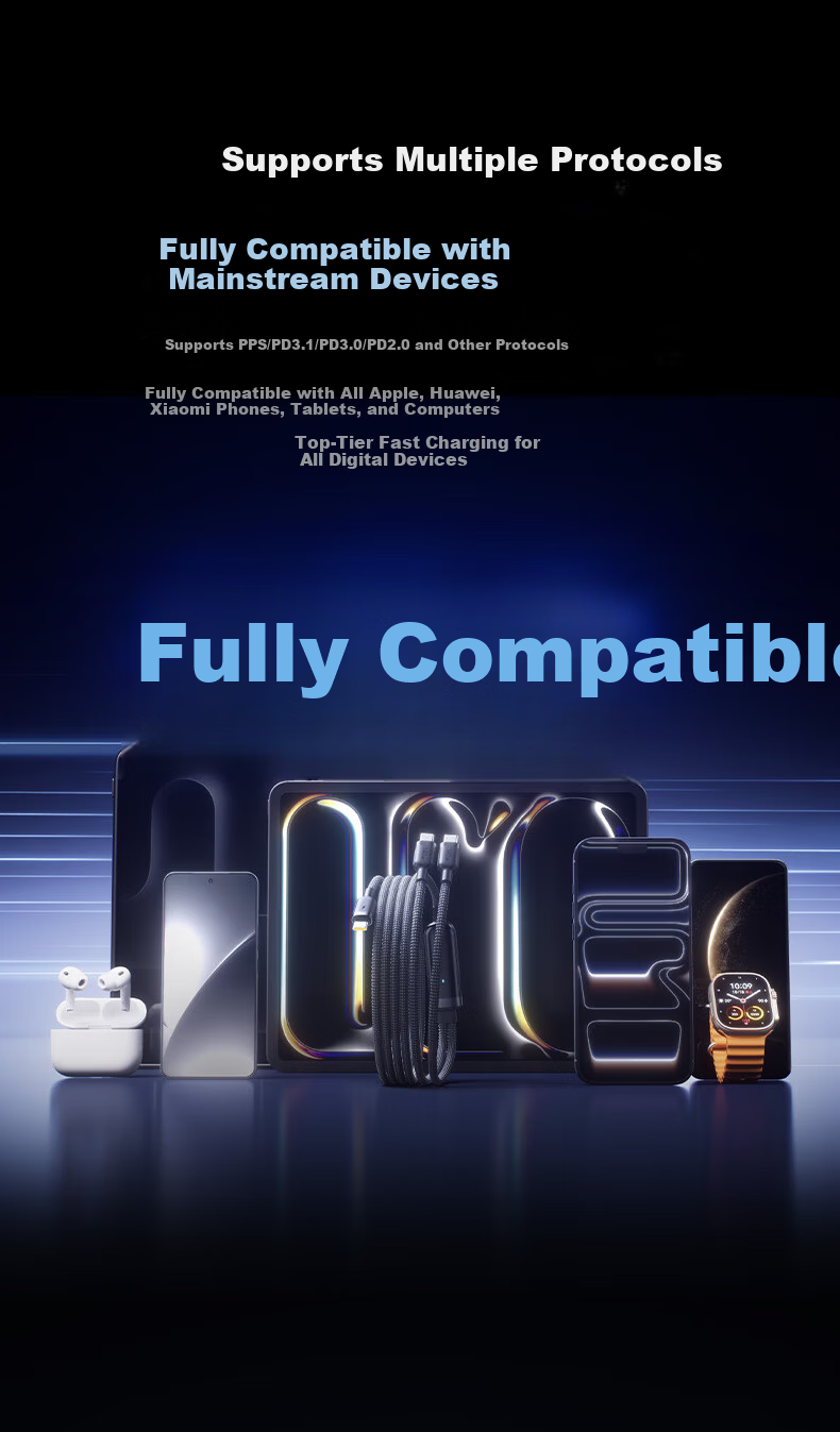 Baseus 2-in-1 Dual Head Type-C PD 140W Fast Charging Cable C to 2C Charging Cable for Apple iPhone 17/16/15 Huawei Tablet iPad Laptop 11