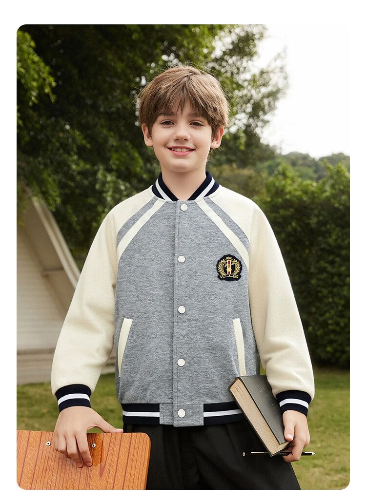 YEEHOO Boys' Jacket, Children's Baseball Uniform, Big Kids' Sweatshirt, Preppy Style Cool Sportswear Autumn Wear, Blue, Size 140 10