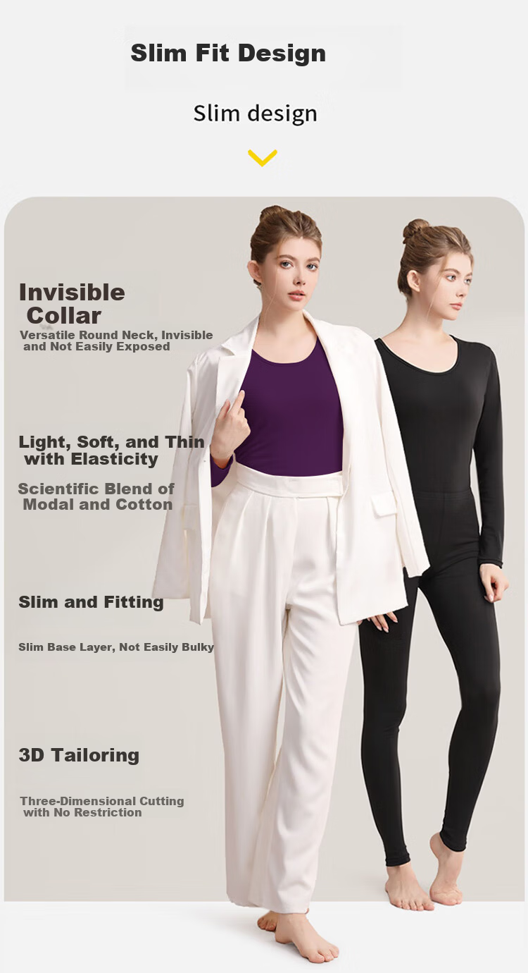 Bingxue Kapok Women's Modal Cotton Seamless 7A Antibacterial Thin Thermal Underwear Set Autumn Winter Base Layer Knitwear 6