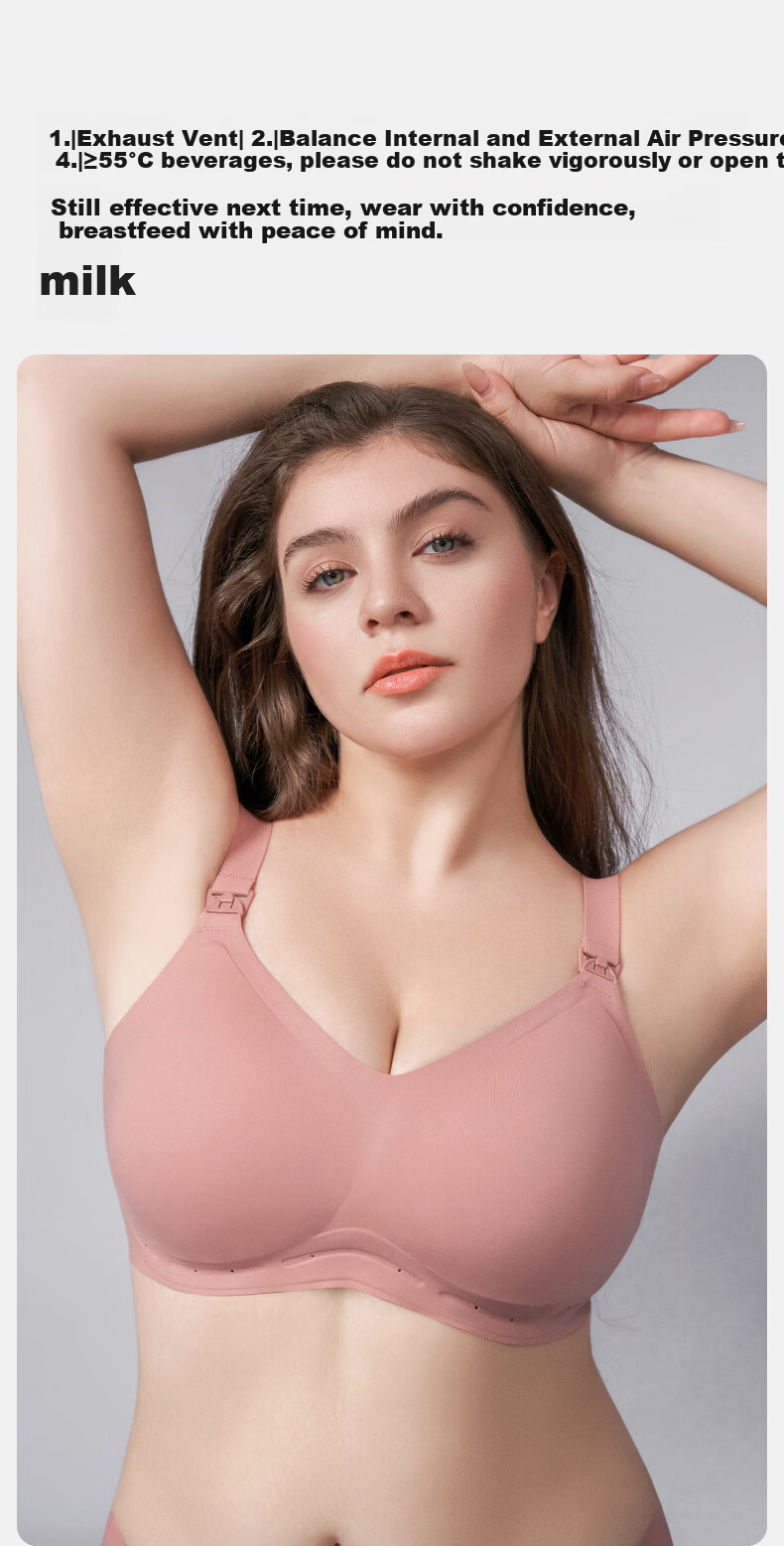 EMXEE Floating Anti-Gravity Large Bust Maternity Nursing Bra Push-Up Anti-Sagging Pregnancy Postpartum Max Bra Apricot M 19