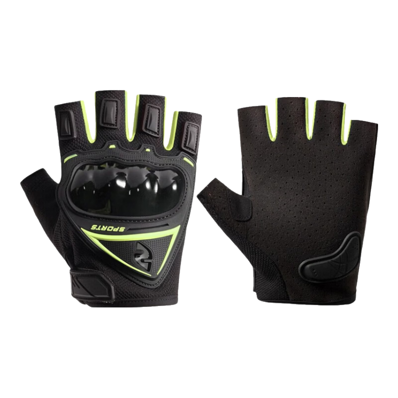 Chegui Mu Motorcycle Half-Finger Gloves Men's Summer Breathable Fingerless Riding Gloves Motorbike Travel Anti-Fall Short Gloves