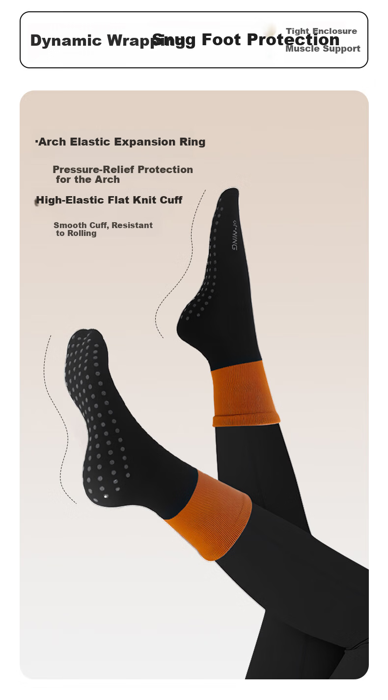 LI-NING Yoga Socks Pilates Socks Non-Slip Floor Socks Women's Professional Sports Fitness Aerobics Adult Cotton Sports Socks 3