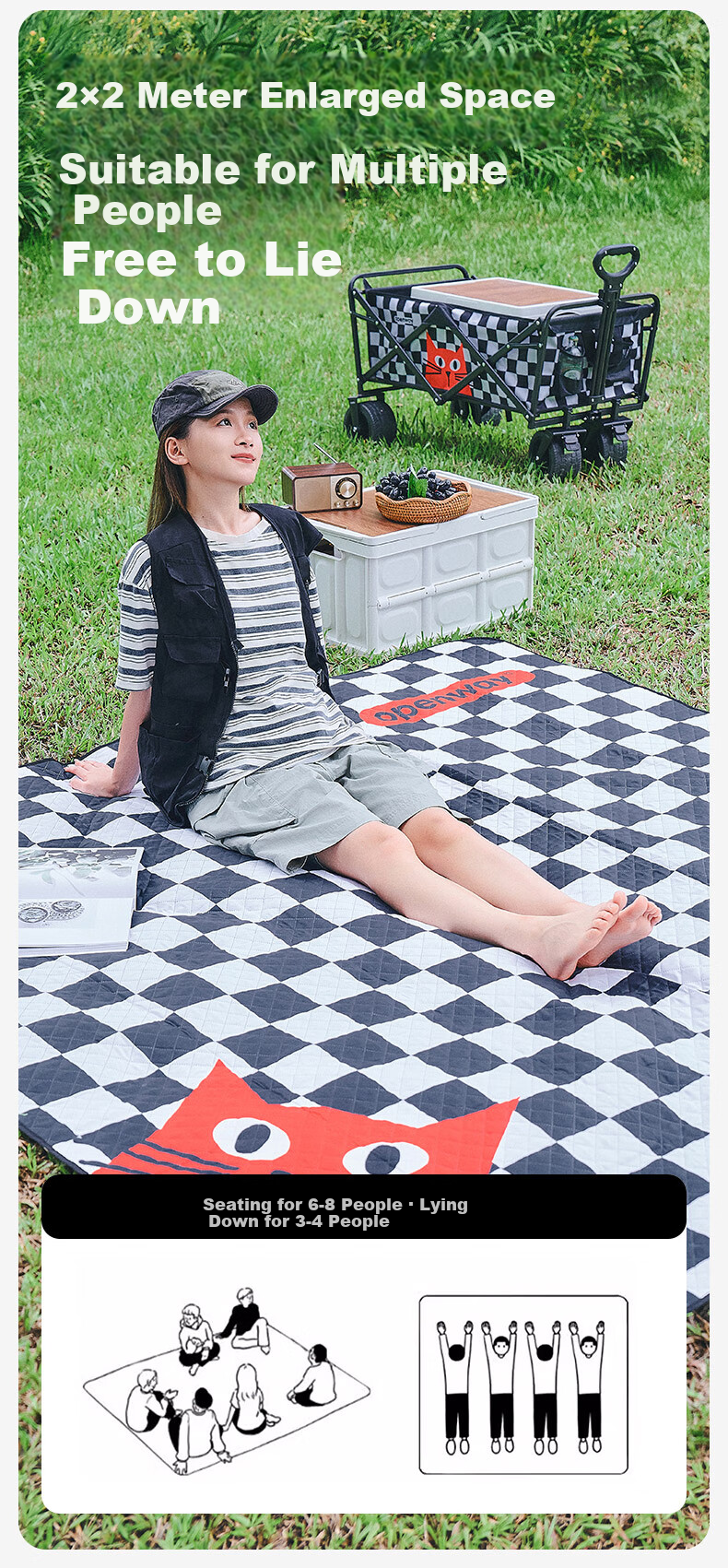 Openway Outdoor Waterproof Thickened Picnic Mat Tent Sleeping Pad Beach Seat Portable Carpet 3