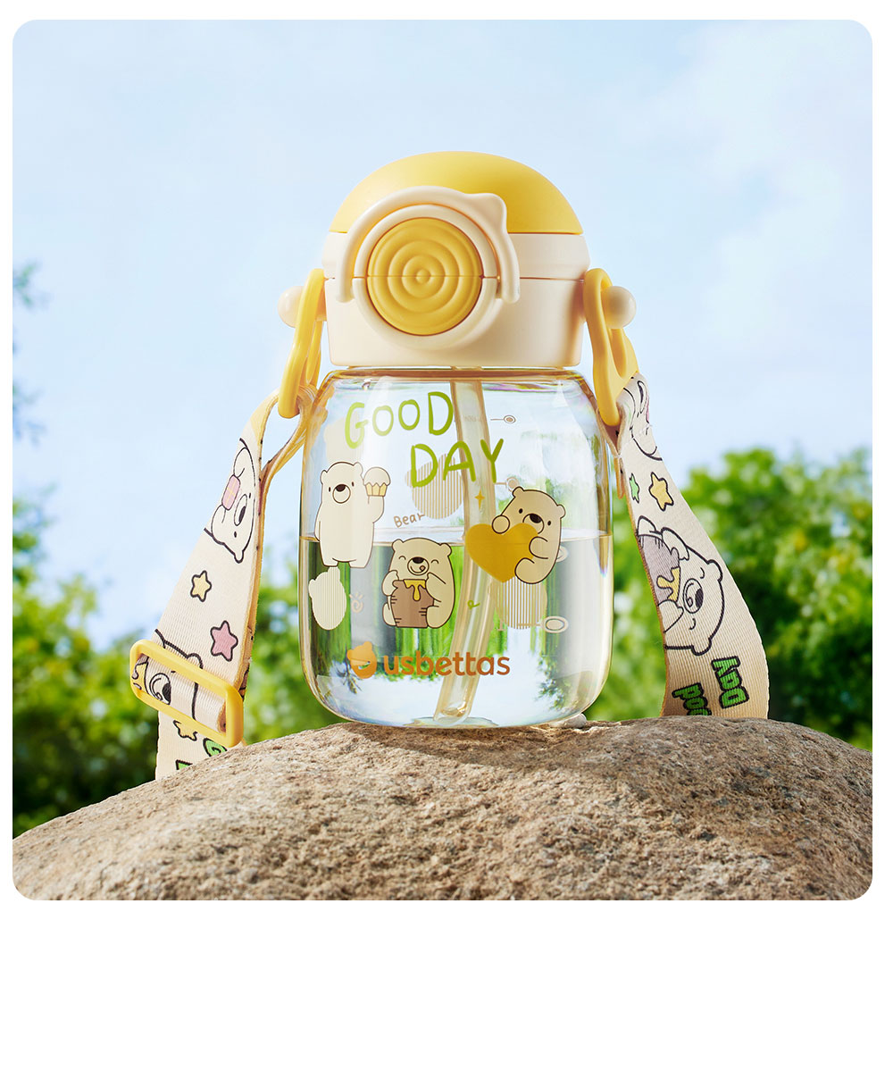 Beitais TonTon Bucket Children's Straw Cup Baby Direct Drinking Kindergarten Water Bottle Spring Summer Outing 2 Years PPSU Soft Cloud Blue 29