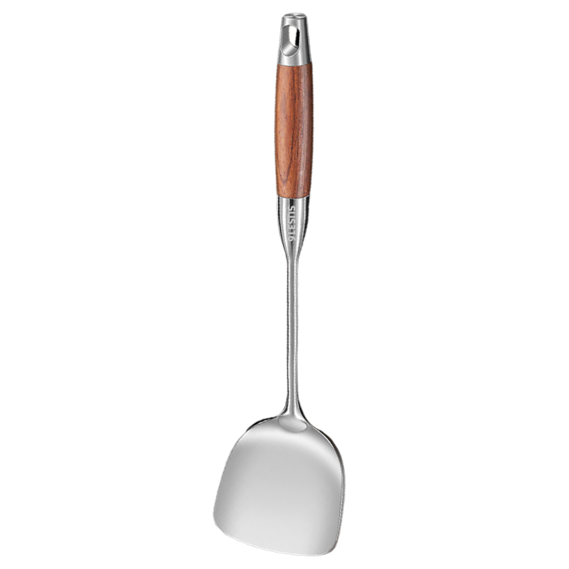 Jingmao 316 Stainless Steel Spatula for Stir-Frying, Food-Grade Iron Pan Spatula with Rosewood Handle, Heat-Resistant And Non-Stick