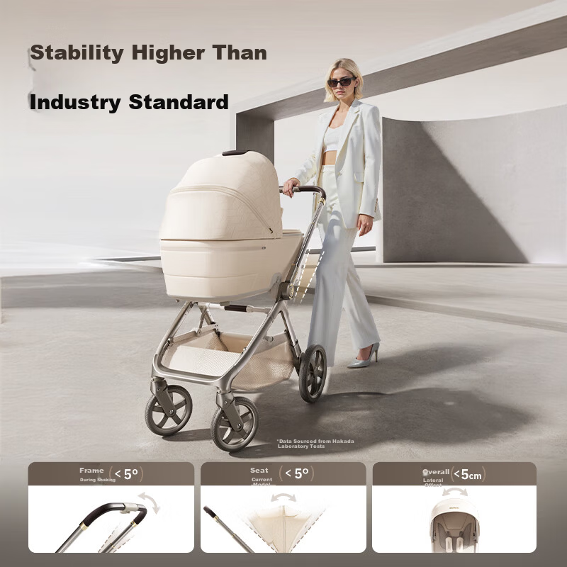 Hakada Newborn Baby Stroller Reversible High Landscape Lightweight Infant Stroller Convertible Seat and Recline Yun Jin Gray