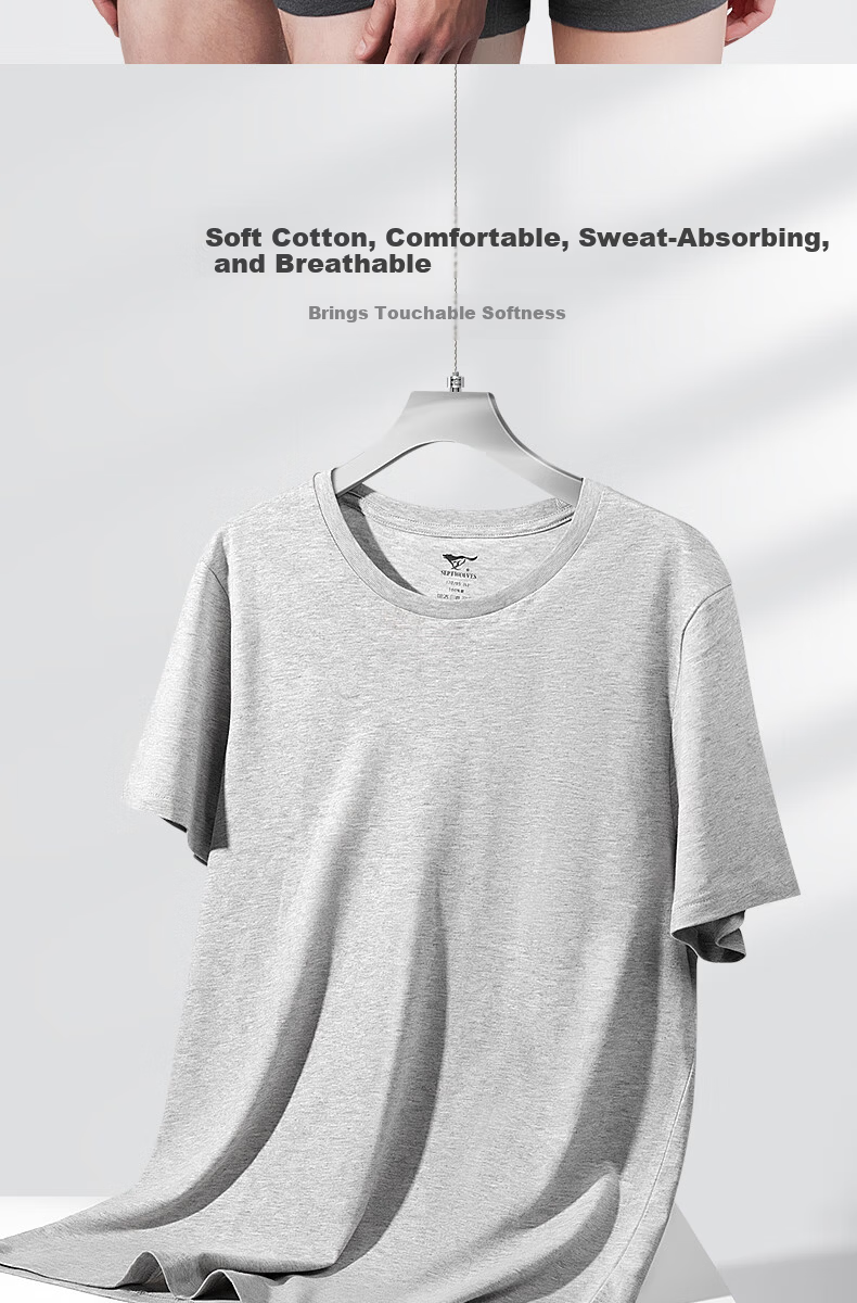 SEPTWOLVES Men's Short Sleeve 100% Cotton V-Neck T-Shirt Breathable Comfortable Basic White Tee 4