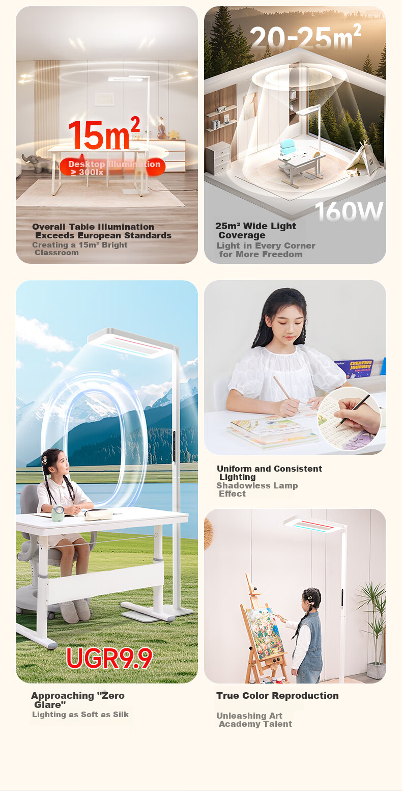 Haishibao Intelligent Full-Spectrum Student Red Light Eye Protection Desk Lamp Floor Lamp E5B-160W Installation Included 11