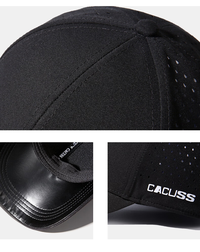 CACUSS Men's Baseball Cap Summer Large Head Mesh Breathable Sports Sunshade Black L 9