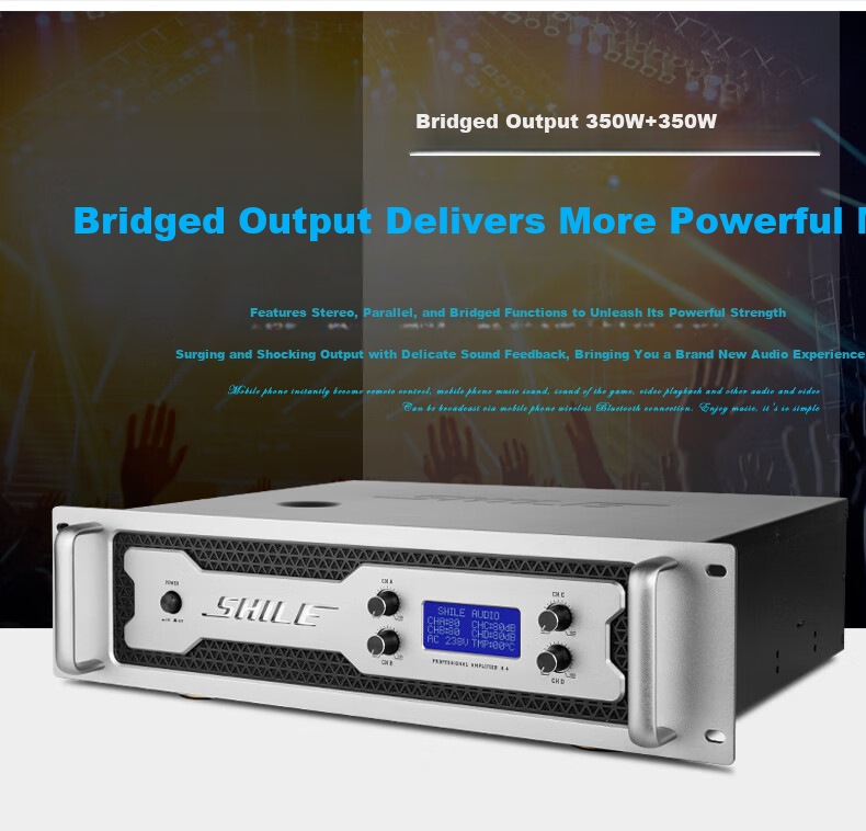 SHILE Professional Pure Power Amplifier Four-Channel AV Amplifier Stage Performance Wedding Event Conference Room Multi-Function Hall Power Amplifier H-4 5