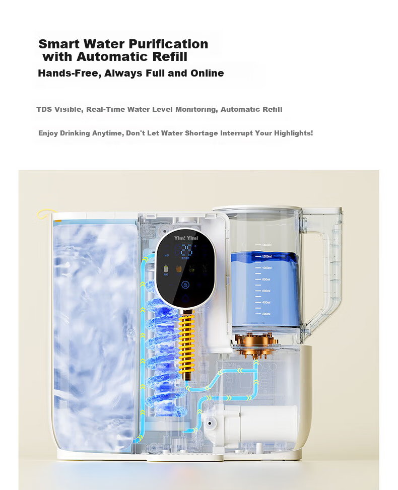 YIMI Desktop Water Purifier Heating Direct Drinking Integrated Machine Small Installation-Free RO Reverse Osmosis Constant Temperature Electric Kettle Instant Hot Water iP600H 14
