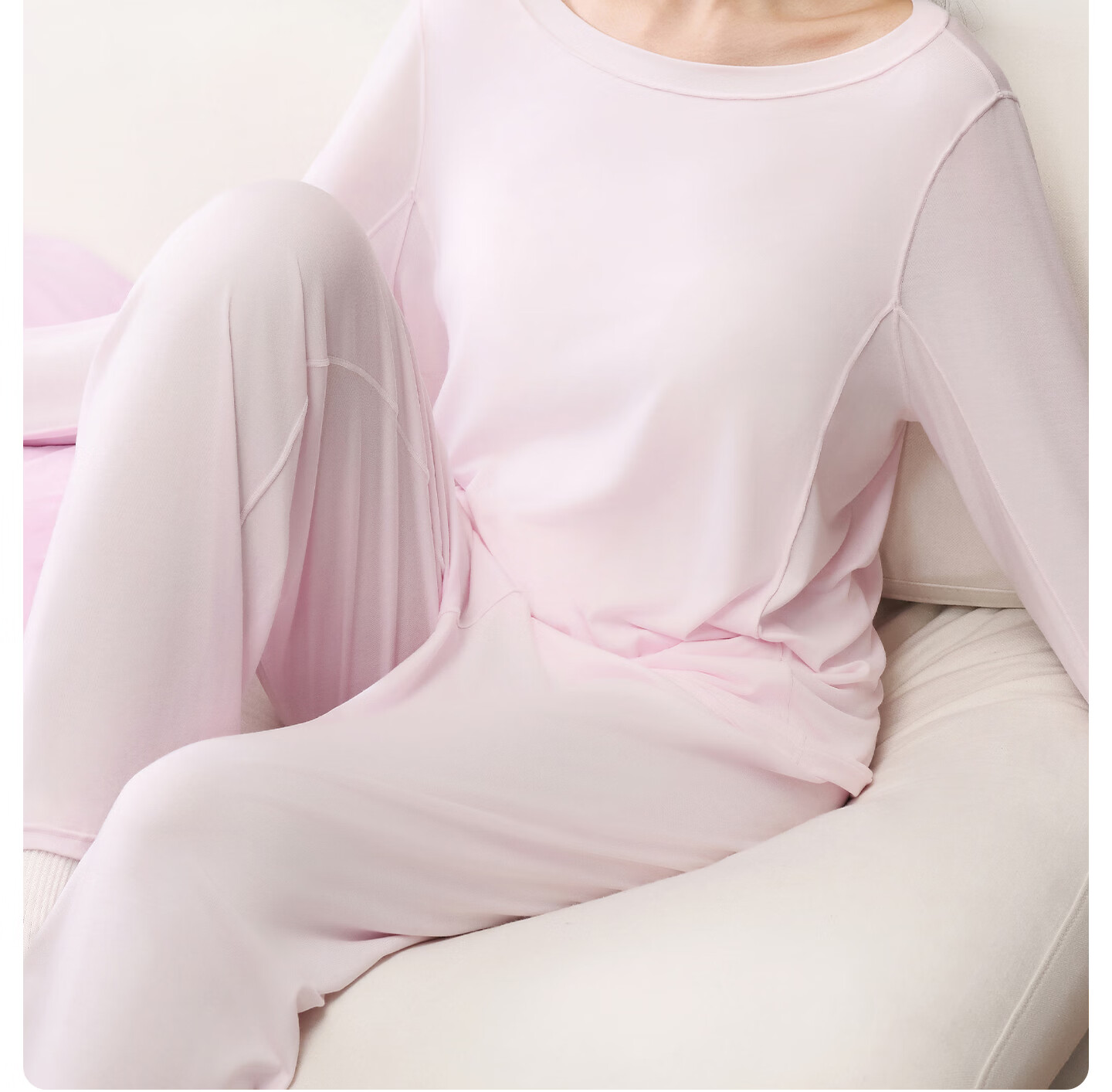 Youkeshu [Meng Ziyi Same Style] Sen Modal Summer Long Sleeve Cool Chest Pad Pajama Set for Women and Men 3