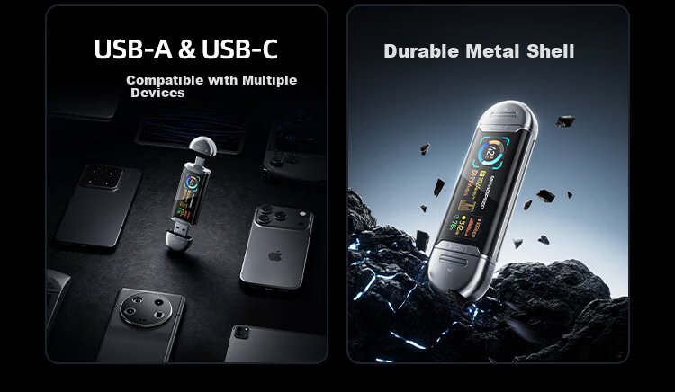 MOVE SPEED 1TB Solid State USB Flash Drive Type-C/USB3.2 Dual Interface Mobile Phone USB Drive Large Capacity Gigabit Read/Write Speed Computer USB Drive with Screen Display Real-Time Capacity SU10 Ey 6