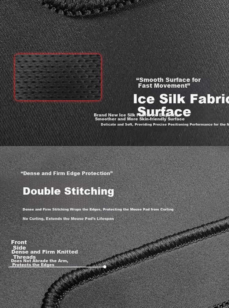 AOC Gaming Mouse Pad FPS Smooth Small Size 300x250x3mm Thickened Edge Keyboard Computer Desk Mat GP520S/93 Ice Silk Black 4