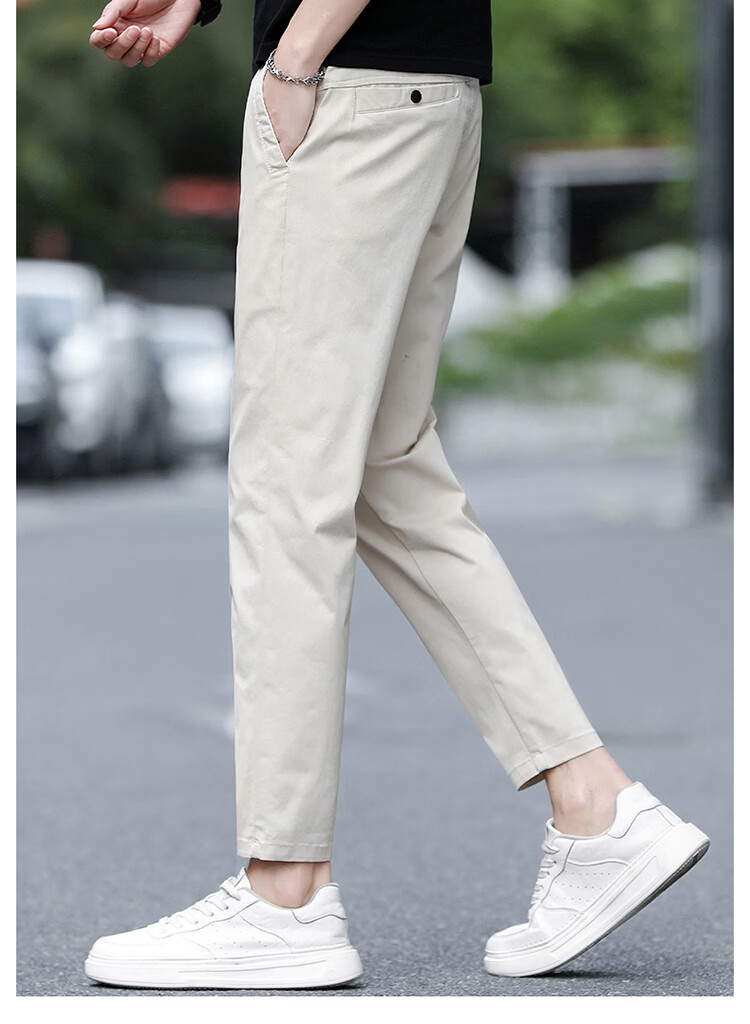 MARK FAIRWHALE Men's Summer Thin Slim Fit Cropped Pants Business Casual Tapered Trousers Trendy Versatile Long Pants 1