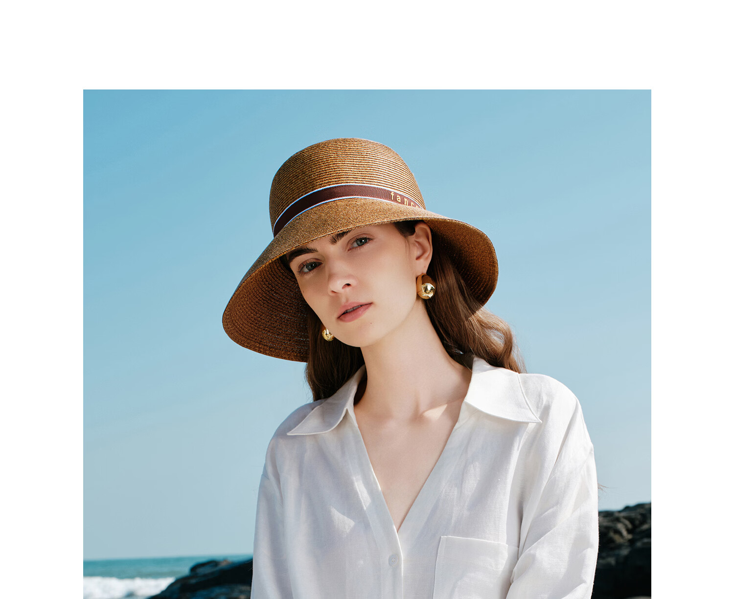 FANCET Women's Summer Straw Hat French Elegant Fisherman Hat Wide Brim UV Protection Beach Vacation Sun Hat 31