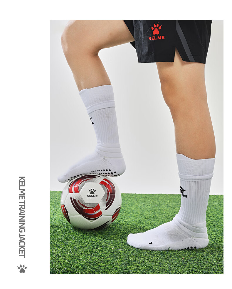 KELME Football Mid-Calf Sports Socks Silicone Anti-Slip Professional Match Training Football Socks Black XL (43-46) 10