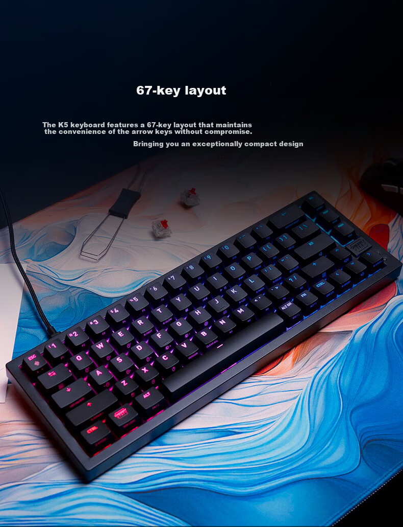 CHERRY XTRFY K5V2 Champion 67-Key Wired Mechanical Gaming Keyboard Customizable for Valorant CS:GO 2 Apex Legends White 5