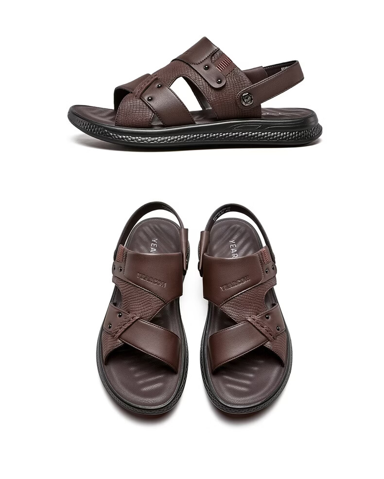 Eierkang Men's Breathable Comfortable Casual Beach Sandals Dual-Wear Driving Slippers 61875W Black Size 42 12