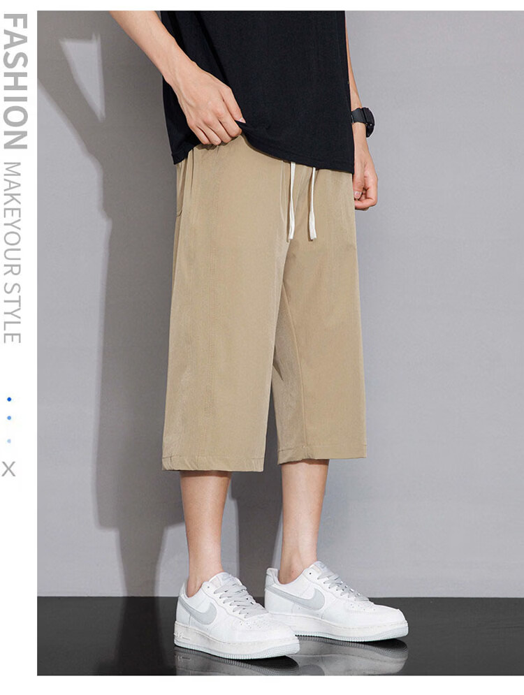 ROMON Men's Summer Thin Loose Casual Straight Five-Point Shorts Breathable Cool Black M 8