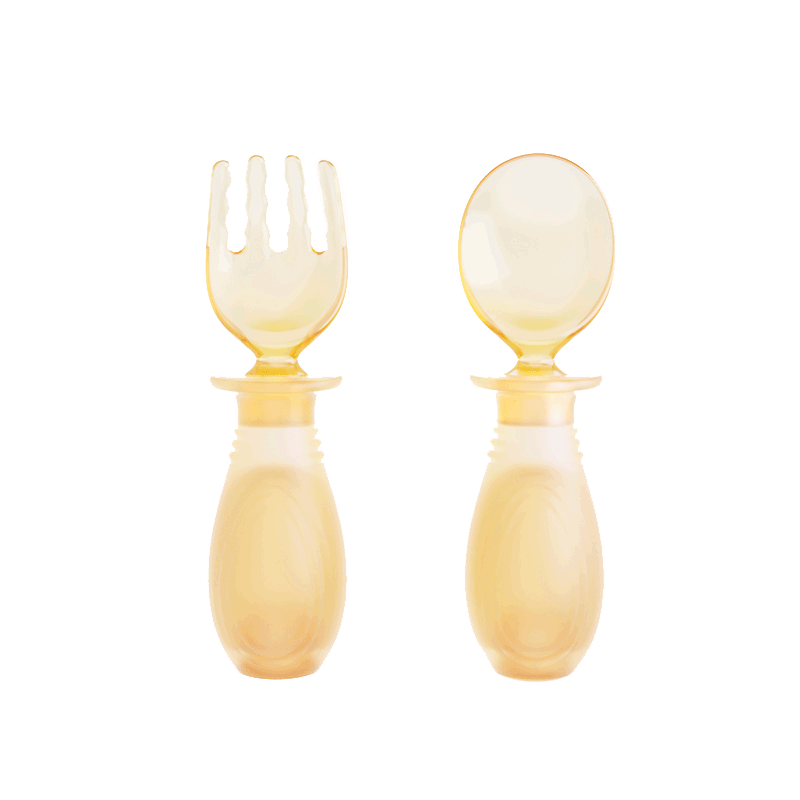 COOKSS Children's Day Gift Spoon Baby Yuanbao Spoon Learning to Eat Training Spoon PPSU Bent Head Baby Food Spoon Tableware Set of 2