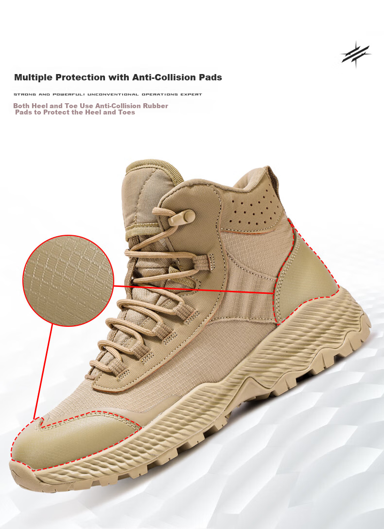 Jingzhen Desert Combat Boots Men Outdoor Hiking Military Tactical Mid-High Waterproof Rescue Work Boots New Model 6