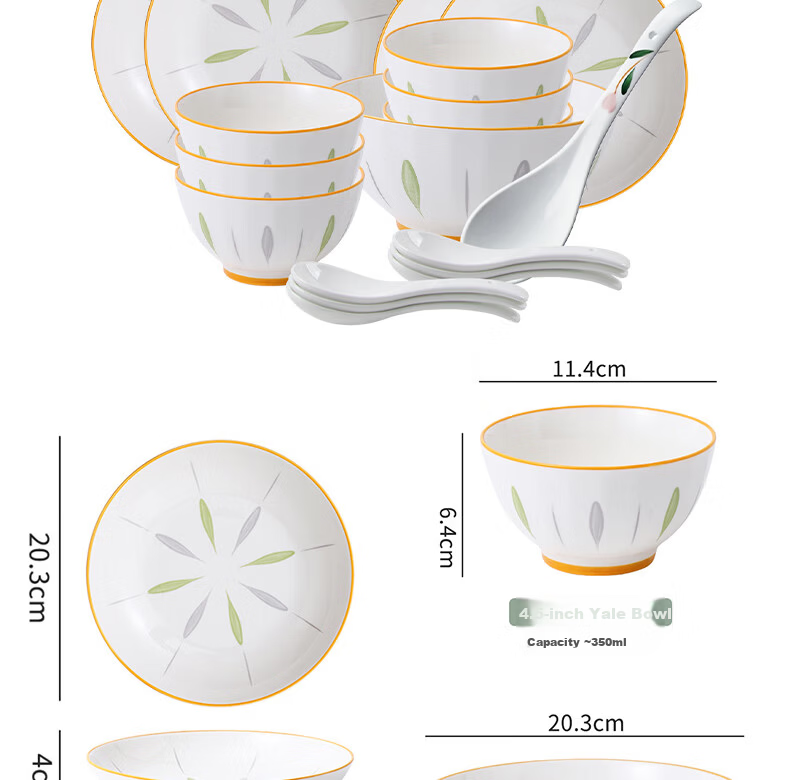 Huaqingge 25-Piece Dinnerware Set 2025 New High-Value Mu Yun Rhombus Pattern Underglaze Color Bowls and Plates Tableware Set 5