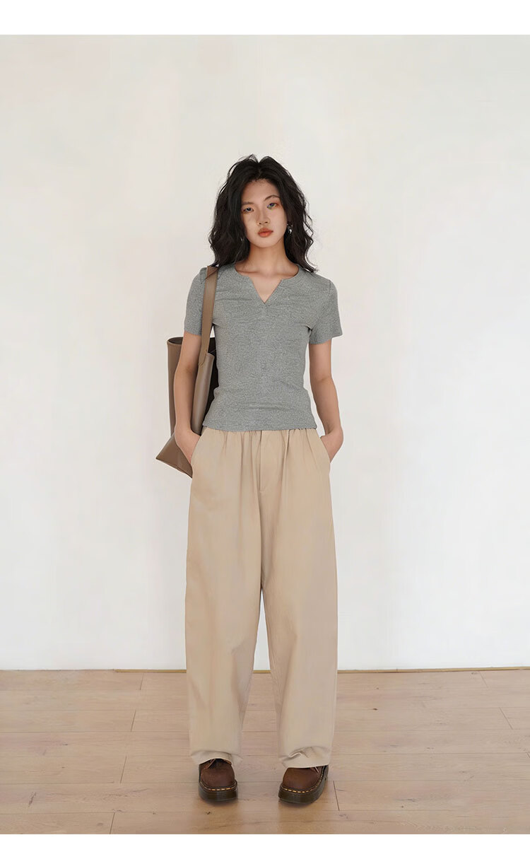 NOMe Women's Small V-Neck Short Sleeve T-Shirt Gray Slim Fit Basic Top Dark Gray L 10