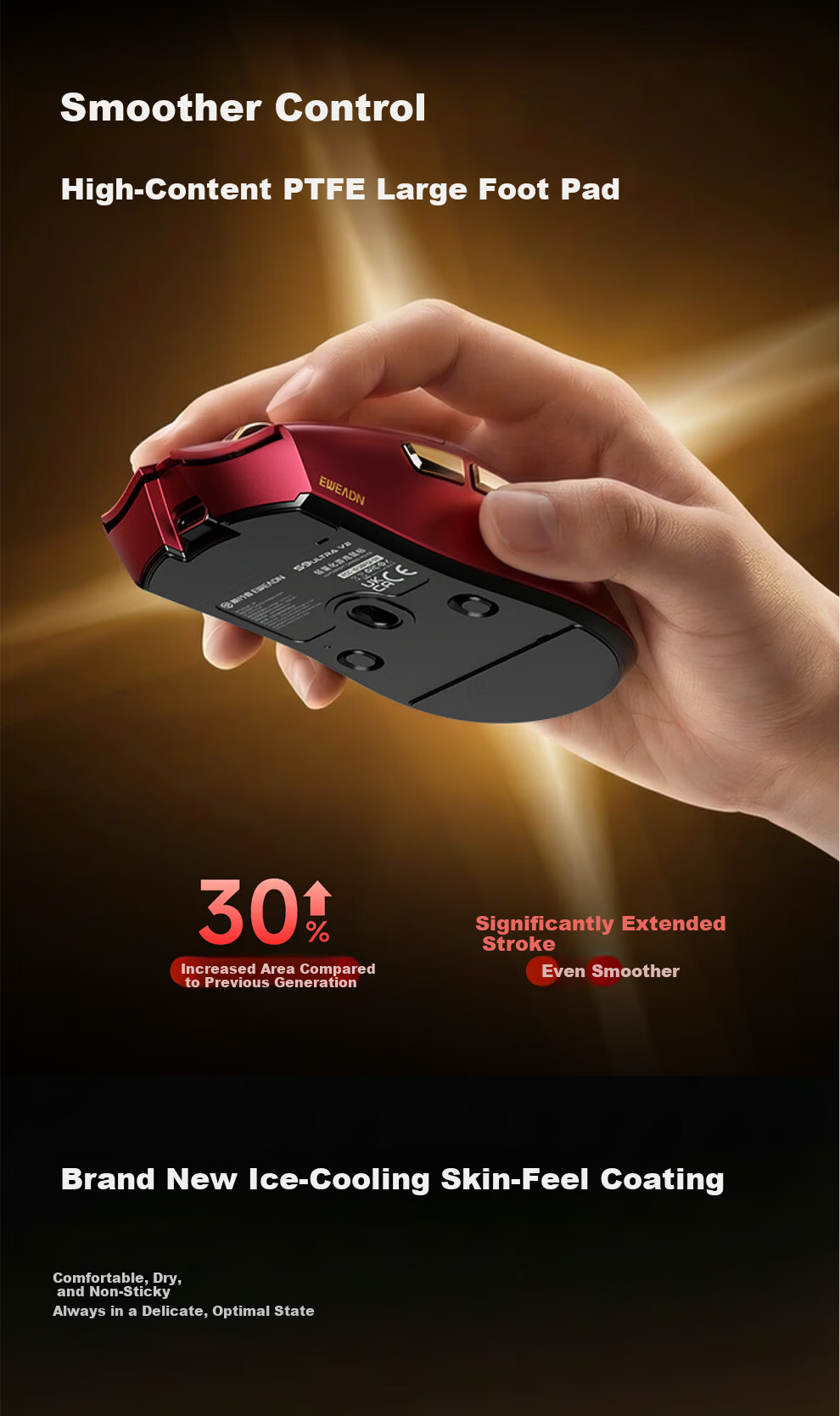 EWEADN S9Master Wireless Mouse, Gaming Lightweight Mouse, Bluetooth Tri-Mode PAW3955EX Custom Sensor, Suitable for Office And Large Hands, Computer Laptop Peripherals 11