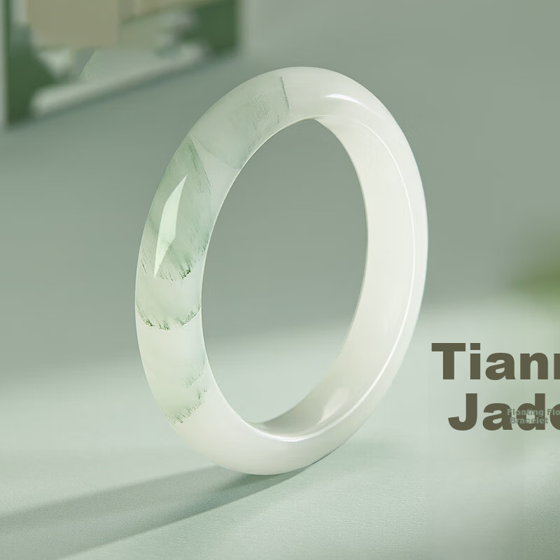 ALLOVE Tianshan Jade Bangle Women's Gold Silk Jade Bracelet Birthday Gift for Girlfriend Wife Wedding Anniversary