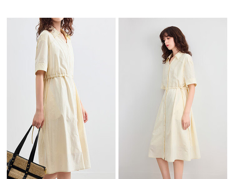 Demana Quick-Dry Sun Protection Series Summer Lightweight Outdoor V-Neck Short Sleeve Loose Casual Mid-Length Dress for Women 7