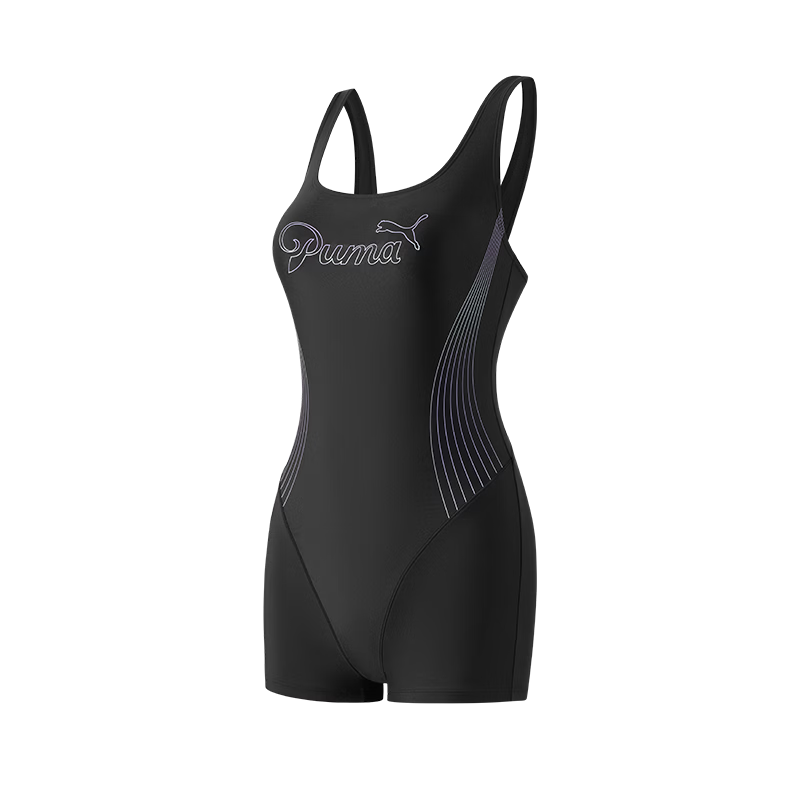 PUMA Women's One-Piece Swimwear, Square Leg, Sun Protection, Slim Fit, Gradient Print, Stylish Back Design, Spa and Swimming Pool Use
