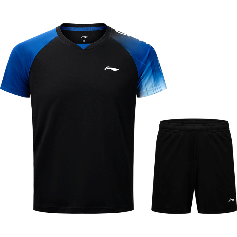 LI-NING Unisex Table Tennis and Badminton Quick-Dry Breathable Sports T-Shirt Set Fresh Blue