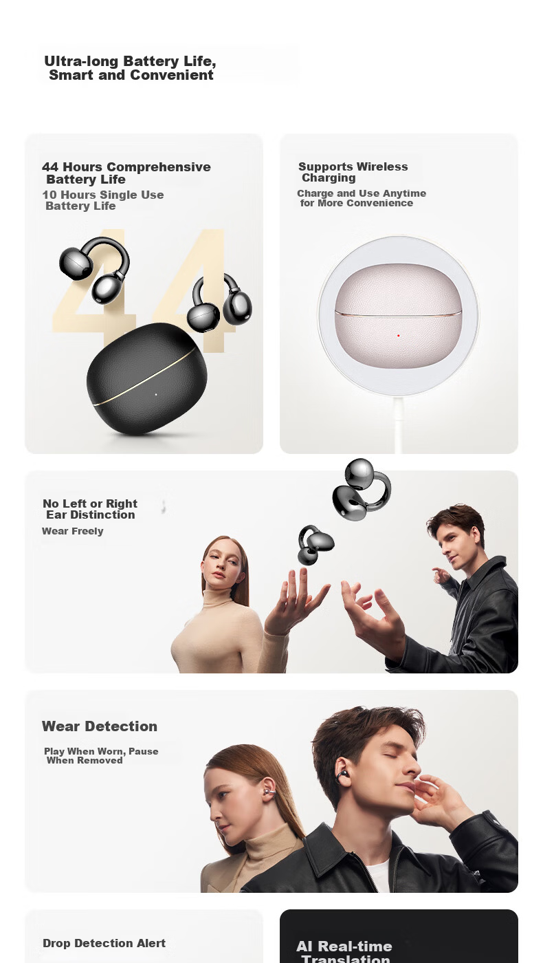 HONOR HONOR Choice Clip-On Earphones 2 Pro Wireless Bluetooth Earphones Sports Running Clip Long Battery Life High-Quality Call Noise Cancellation Gift Set with Protective Case 3