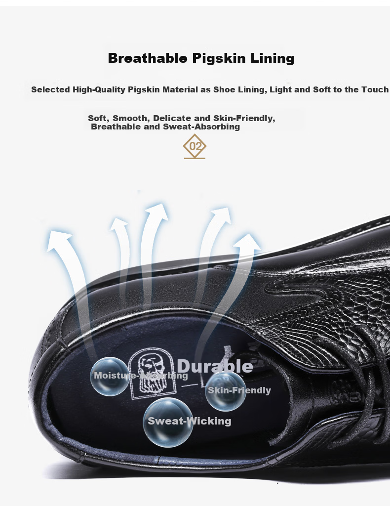 LAORENTOU Men's Business Dress Shoes First Layer Cowhide Non-Slip Brogue High-End Shoes 510409 Black Size 38 5