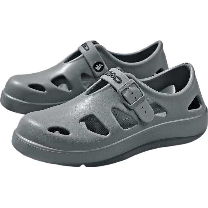 HLA Men's Casual Sandals Lightweight Breathable Hole Shoes HAALXM2EBK010 Gray Size 44/45 (Dual Size)