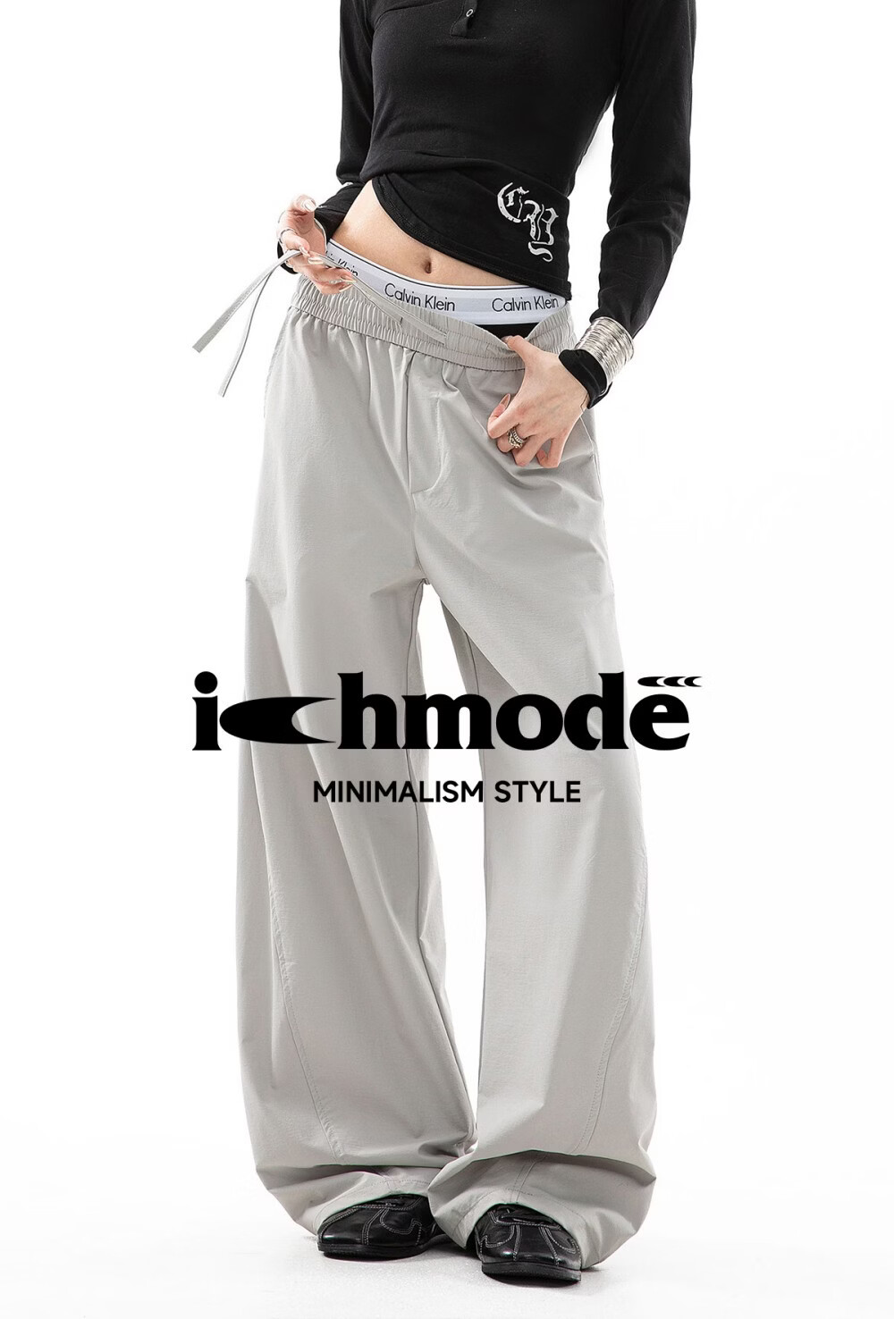 ICH MODE Women's American Style Straight White Pants Summer Loose Popular Cargo Pants Sports Pants Wide Leg Casual Pants Black S 1