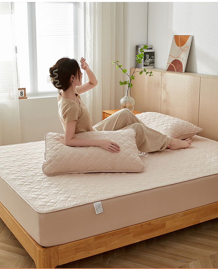 Urban Beauty Class A Waterproof Full Coverage Urine-Proof Fitted Sheet Single Bed Cover Mattress Protector Dustproof Camellia 180*200cm 8