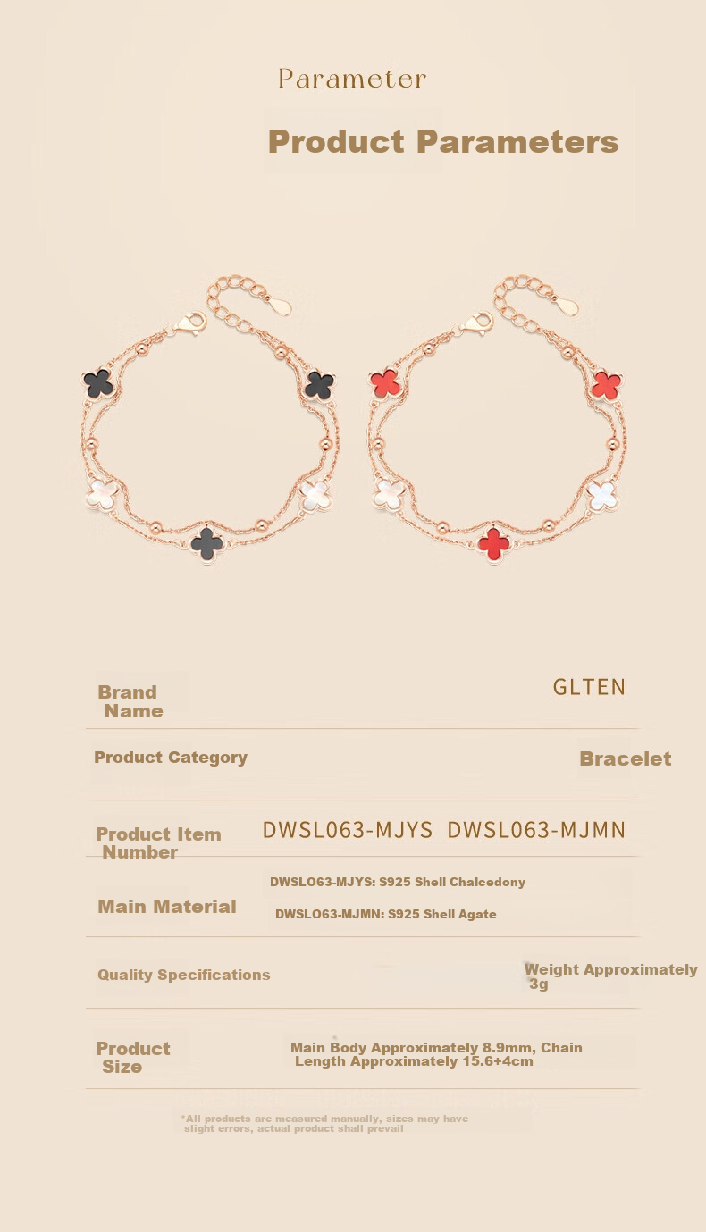 GLTEN Four-Leaf Clover Sterling Silver Bracelet for Women 2026 New Luxury High-End Jewelry Birthday Gift for Girlfriend Wife 8