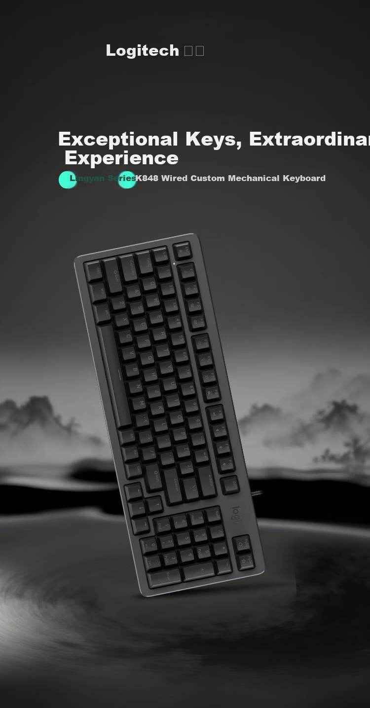 Logitech K848 Wired Keyboard 2026 Edition - Wired Connection - Black - Crystal Switch - Non-Silent - 97 Keys 1