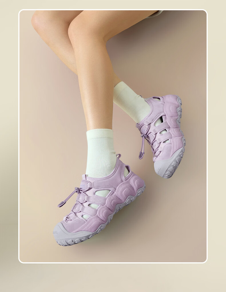 CAMEL Bamboo Stream Cute Hole Shoes Women Panda Collaboration Outdoor Breathable Sports Sandals L26M202035 Beige/Gray 37 20
