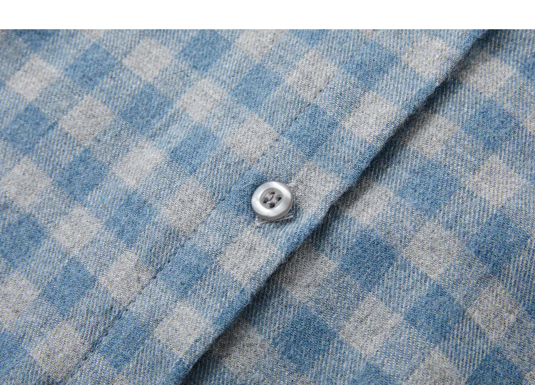 Demana Pure Cotton Brushed Vintage Plaid Lapel Thick Loose Slim Fit Petite Shirt for Women Spring 12