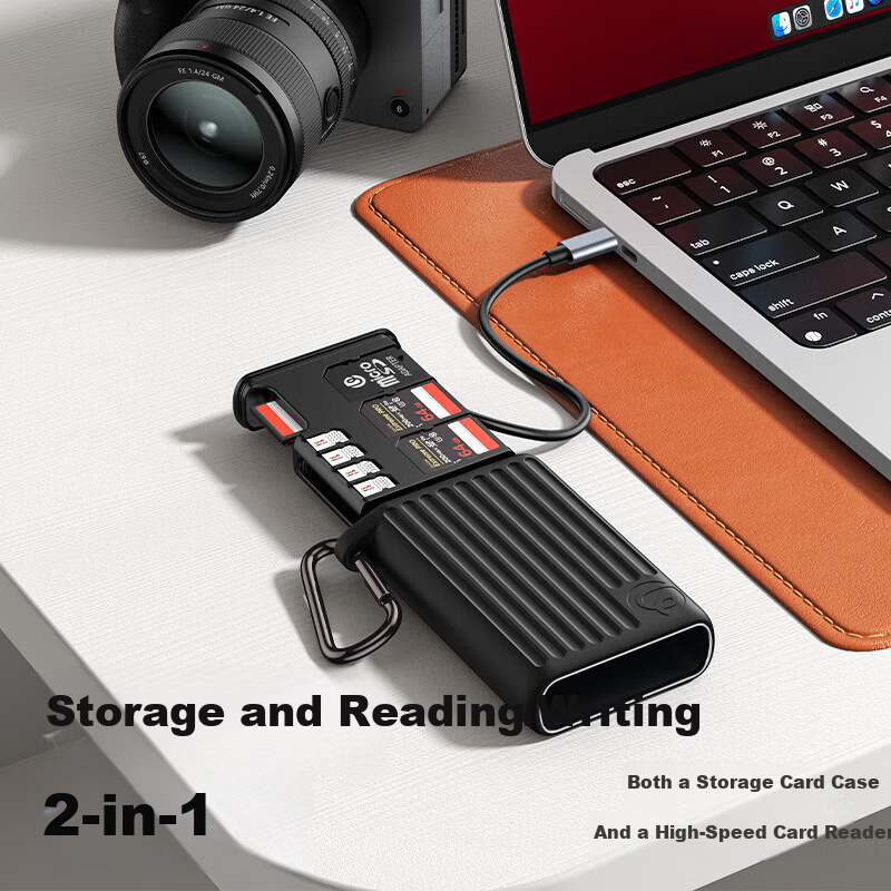 Ulanzi MCR-02 Multifunctional USB 3.2 High-Speed Card Reader Storage Box for Camera and Phone Memory Cards CFB/SD/TF/SIM Card Organizer Protective Case