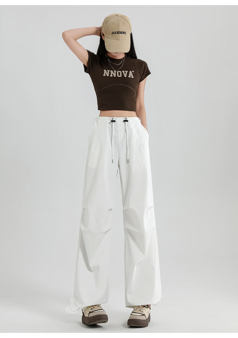 Xueqiman Ice Silk Quick-Dry Work Pants Women 2026 Summer Thin Outdoor Hiking Cargo Pants High Waist Drawstring Casual Trousers Female 12