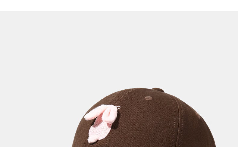CACUSS Women's Duckbill Cap Spring Summer Cute Embroidered Little Rabbit Pure Cotton Soft Top Baseball Cap Playful Youthful Face-Slimming Dark Brown 25
