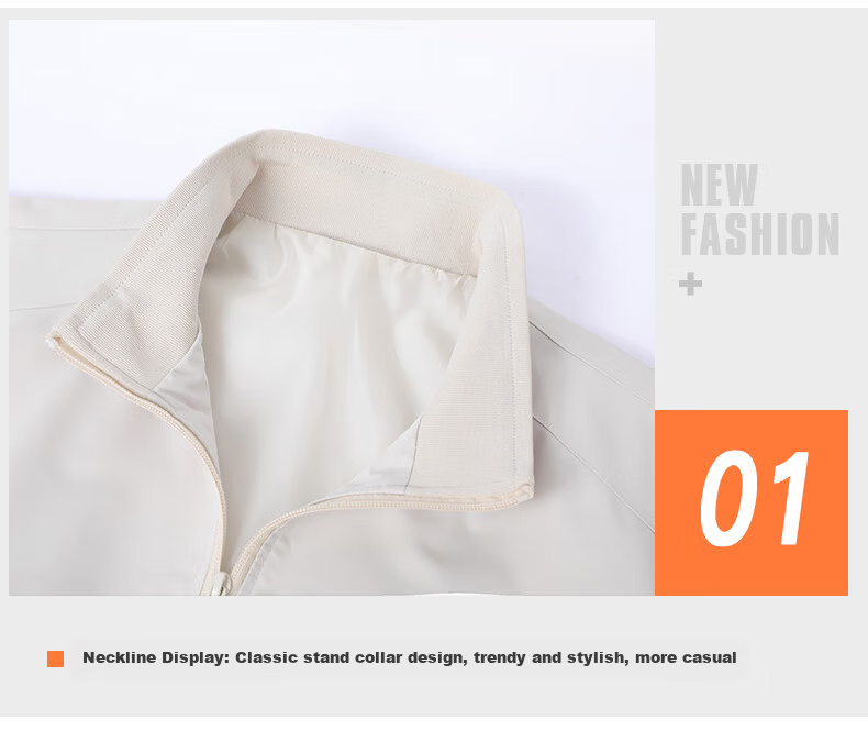 JEEP SPIRIT Men's Casual Autumn Sports Stand Collar Jacket Light Businesswear 2501 Off-White XL 2