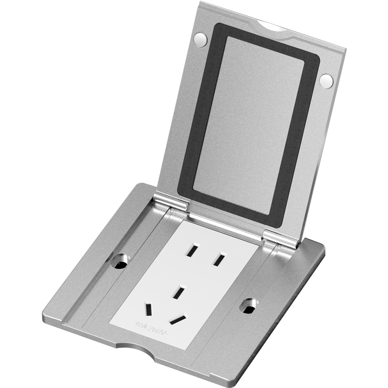 CHIGO Model 86 Concealed Embedded Ultra-Thin Flush Waterproof Floor Socket Cover Multi-Functional Stainless Steel 7-Hole Floor Socket Silver