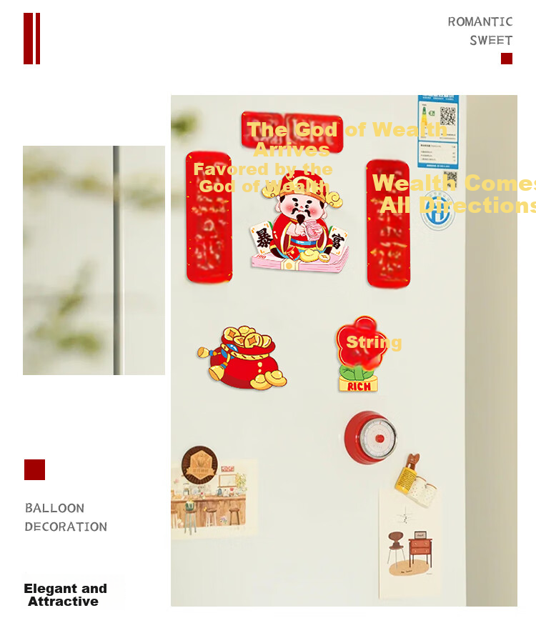 Yishiqing 2026 New Year Magnetic Refrigerator Magnet Creative Festive Atmosphere Scene Decoration Moving Home Ornament 7