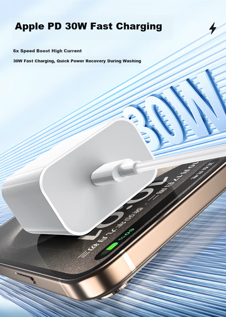 KY Kangyou [3C Certified] Apple Charging Set PD30W GaN Fast Charger Compatible with iPhone 8-14/iPad Charger + Lightning Cable 4